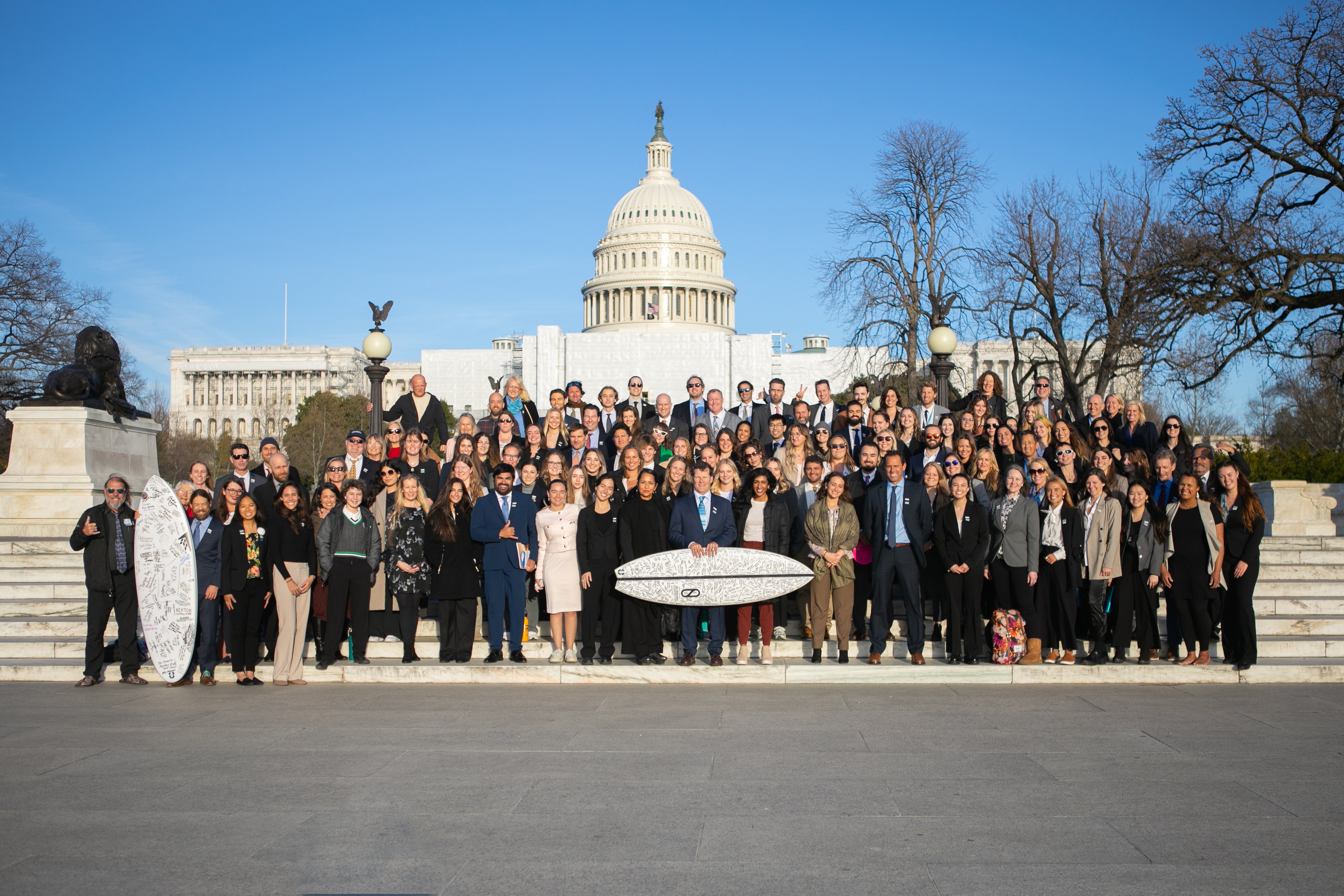 Surfrider staff gathered in front of the US Capitol building in Washington DC