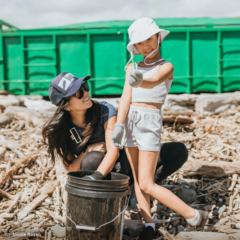 Volunteers at a beach cleanup